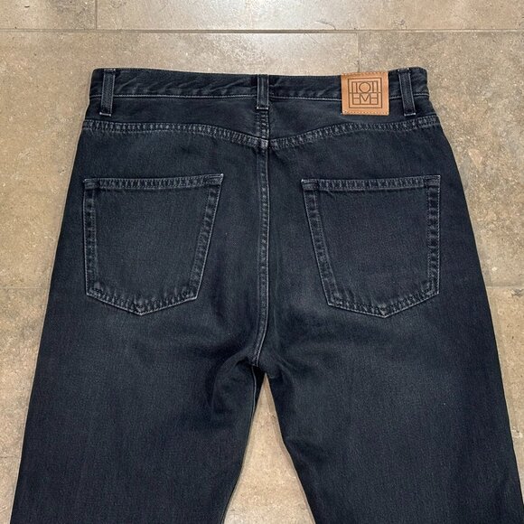 TOTEME Faded Cotton Regular-Fit Straight-Leg Denim Jeans (Vintage Black) - Picture 13 of 16